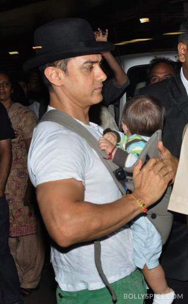Aamir Khan with His Son Dhoom 3 (1) 43896 Aamir Khan leaves for Chicago filming of Dhoom 3 with his son Azad Rao Khan!