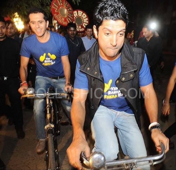 Ritesh Sidhwani and Farhan Akhtar during the music launch of Fukrey