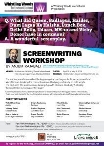 Screenwriting Workshop at Whistling Woods International by Anjum Rajabali