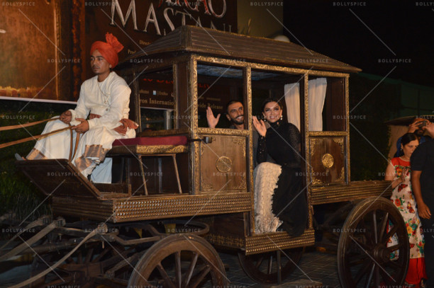 Bajirao Mastani stars Deepika Padukone and Ranveer Singh arrive in style at the official trailer launch