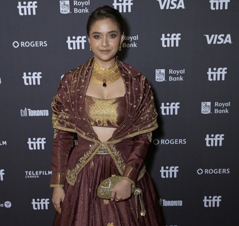 Keerthy Suresh Makes A Striking Appearance At TIFF In A Contemporary Kanjivaram Look